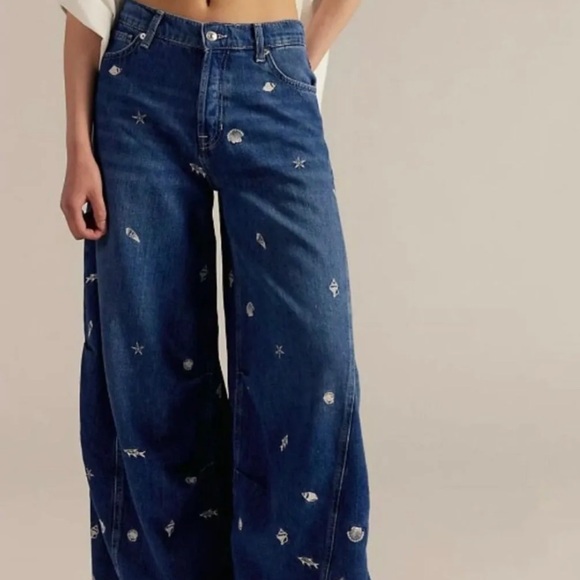 NWT We the Free Westward Demi Slouchy Barrel- Under The Sea Embroidered Blue - Picture 4 of 7